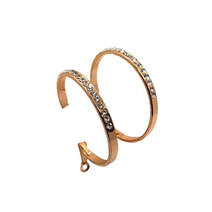 Cercei creole rose cristale, 4.5 cm, Sic Moda