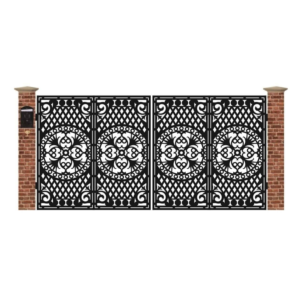 Poarta acces auto mare din tabla debitata cu plasma N348 3884x1940 mm