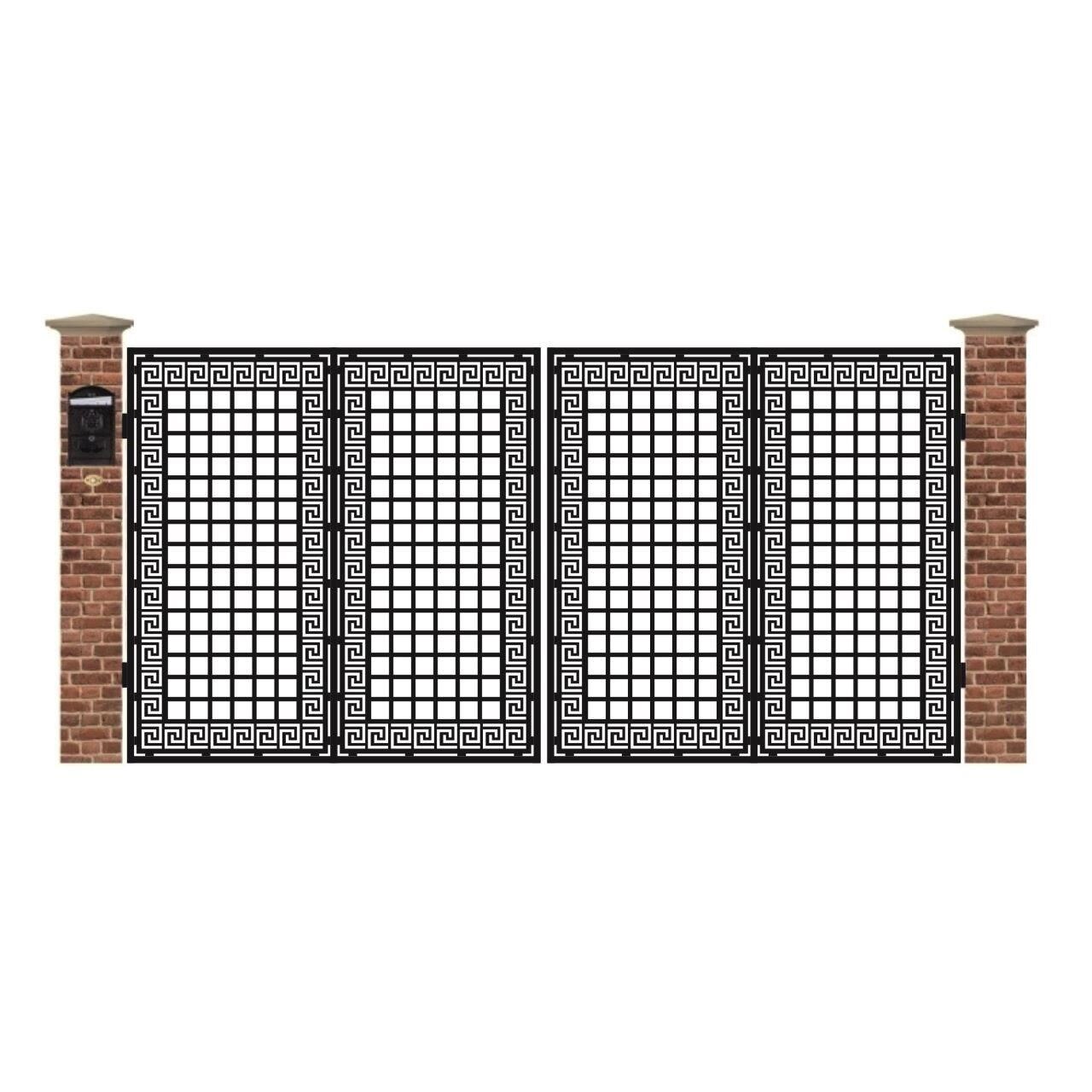 Poarta acces auto mare din tabla debitata cu plasma F158 3900x1940 mm