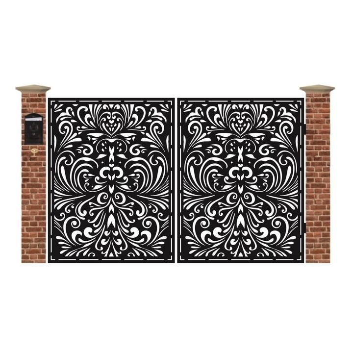 Poarta acces auto mica din tabla debitata cu plasma F120 3000x1940 mm