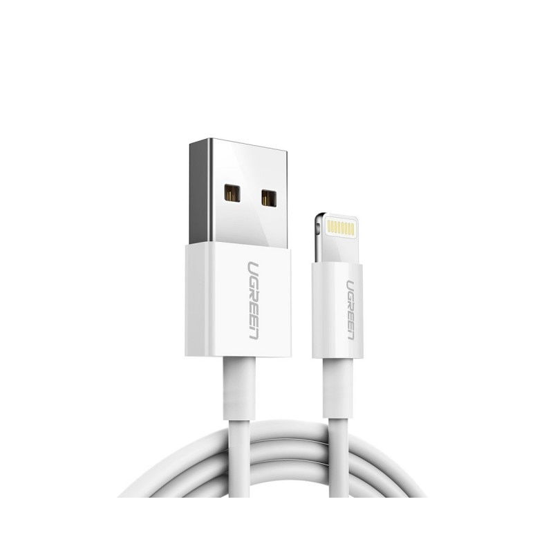 Cablu Date Premium Ugreen Lightning Mfi 20cm 2.4a, Alb