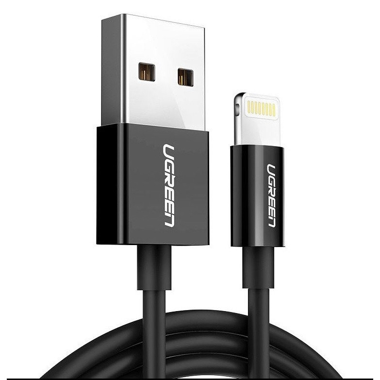 Cablu de date Lightning placat cu nichel UGREEN MFi 2 m NEGRU