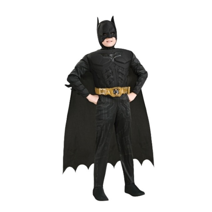 Costum Deluxe Batman pentru copii cu muschi,The Dark Knight, Rubies, L, 10-12 ani