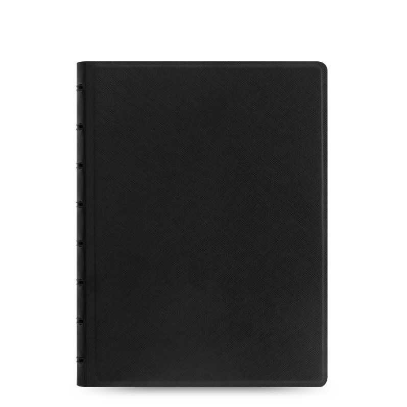 Agenda A5 nedatata cu spirala si rezerve FILOFAX Notebook Saffiano, Negru
