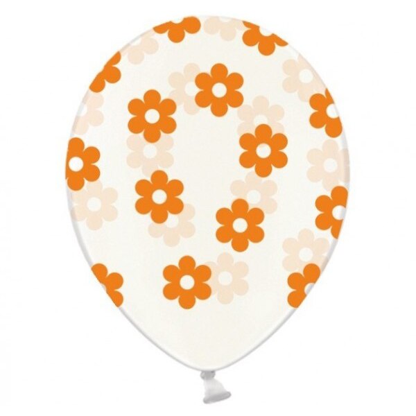 Set 6 Baloane Model Floral Portocaliu