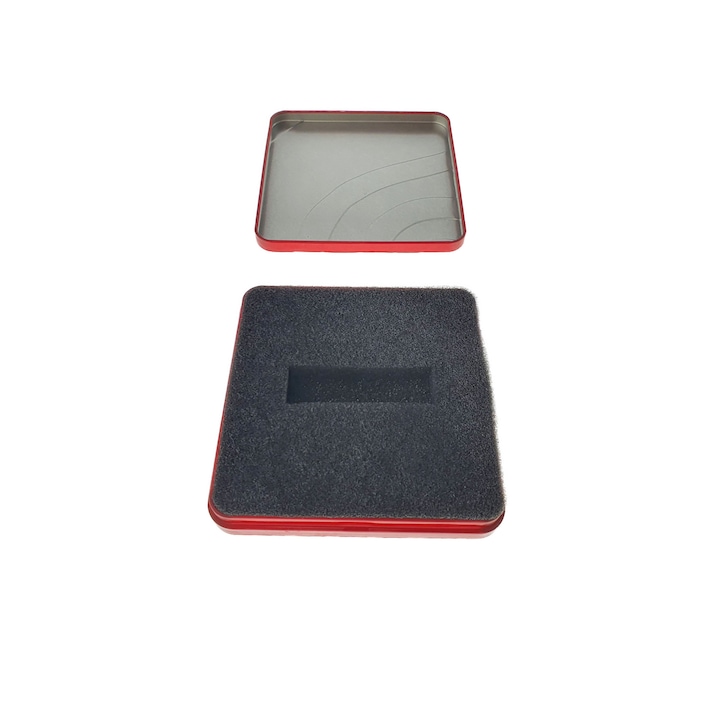 Platinet Pendrive Box 45164 testreszabható doboz, 100x100x16mm, USB memóriához, fémes, fedővel, piros