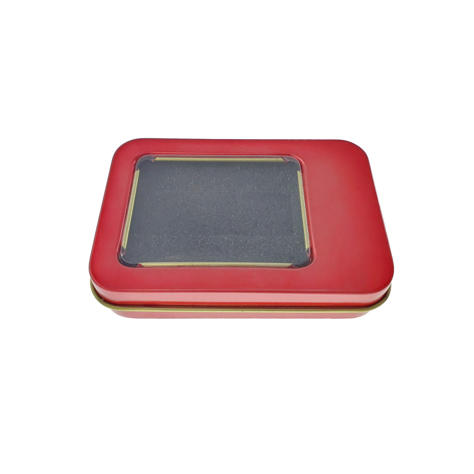 Cutie personalizabila Platinet Pendrive Box 45166, 87x60x18mm, pentru memorie USB, metalica, capac cu fereastra, rosie