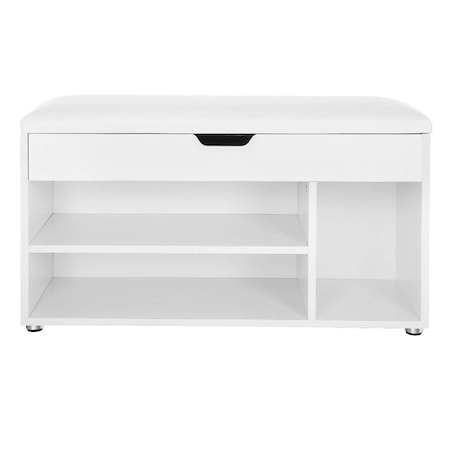 Pantofar tip taburet VASAGLE, Pal, 2 rafturi, 80 x 30 x 44 cm, Alb