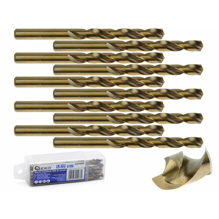 Fúrókészlet fémhez kobalttal HSS 8,5mm 10 db, GEKO G37085