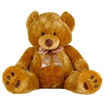 Ursulet cu fundita, din plus, Zola®, Maro, 85 cm Ursulet cu fundita, din plus, Zola®, Maro, 85 cm