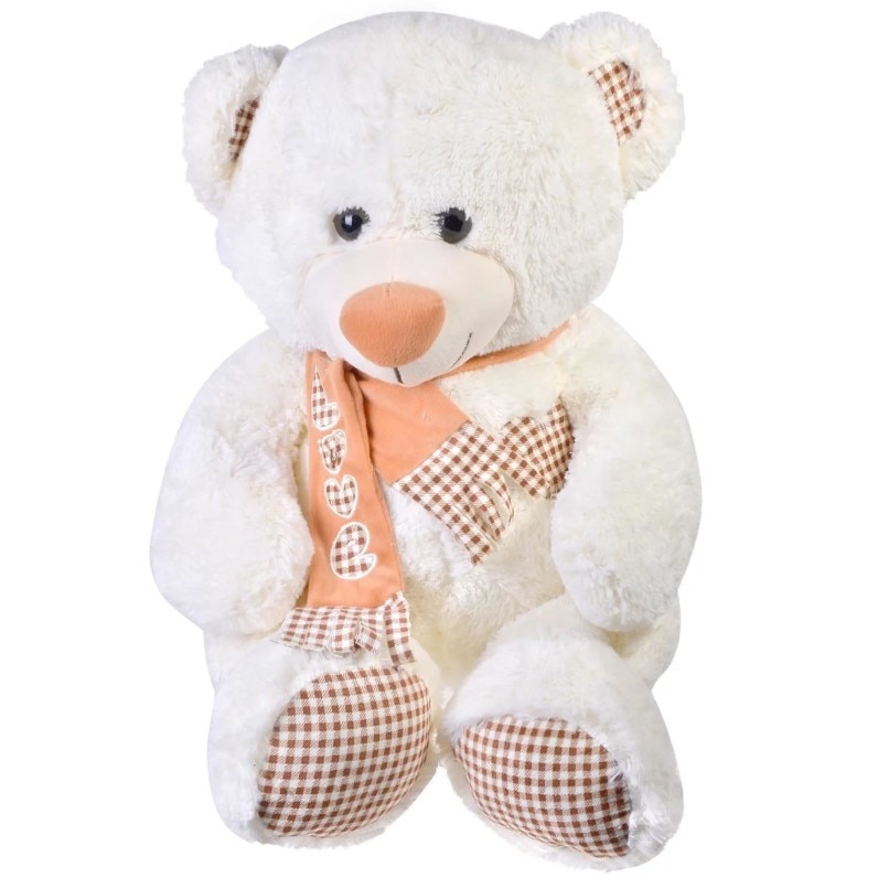 Ursulet pufos, Zola, 60 cm, crem