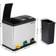 SONGMICS Cos de gunoi din inox cu 3 compartimente colectare selectiva, cu galeti interioare, 3x8litri, argintiu si negru