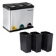 SONGMICS Cos de gunoi din inox cu 3 compartimente colectare selectiva, cu galeti interioare, 3x8litri, argintiu si negru