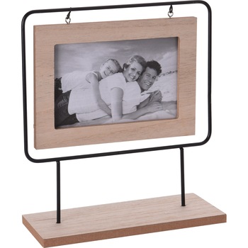 Rama foto de lemn, in cadru metalic, 23x21x8 cm Rama foto de lemn, in cadru metalic, 23x21x8 cm