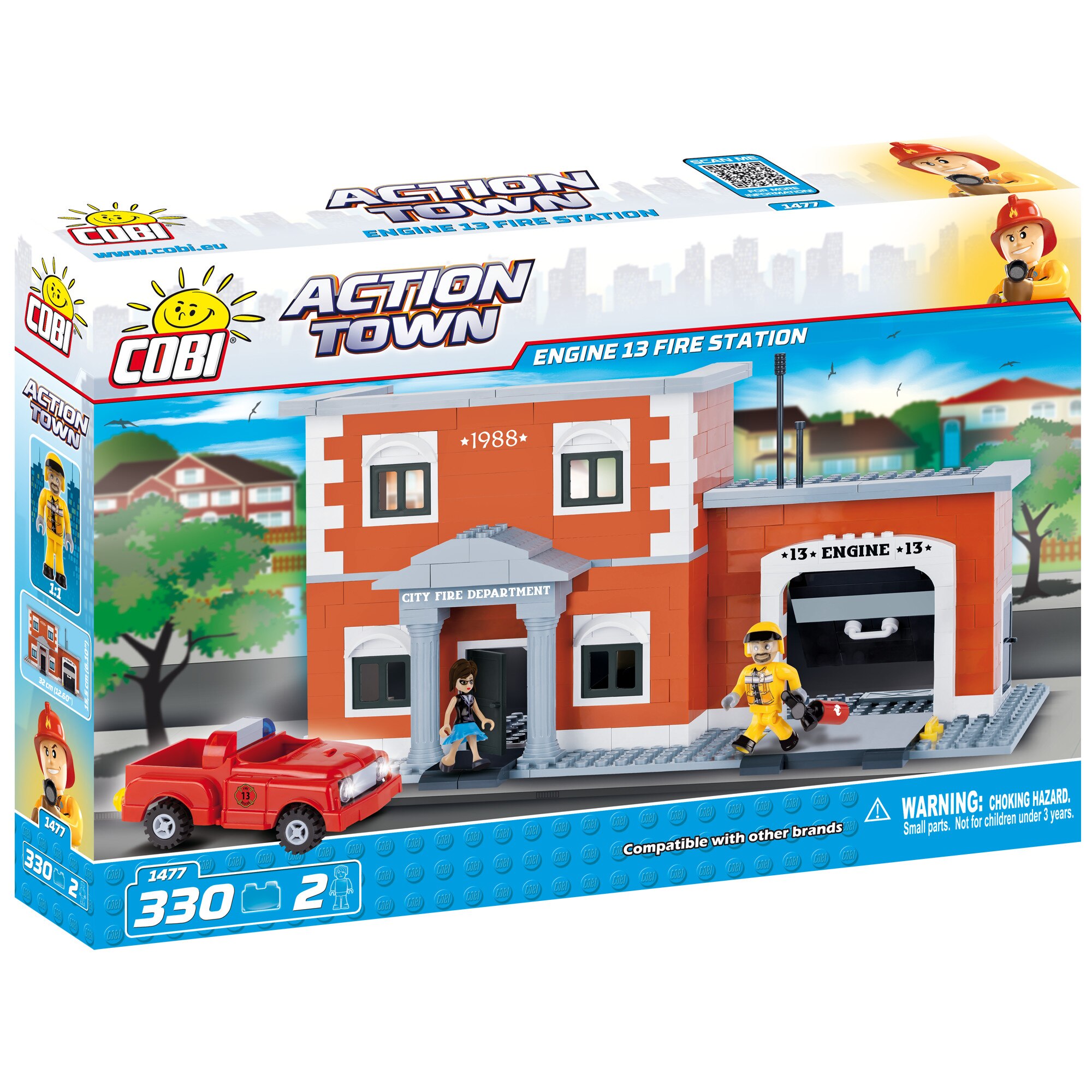 Set de constructie Cobi, Action Town, Statia de pompieri (330pcs)