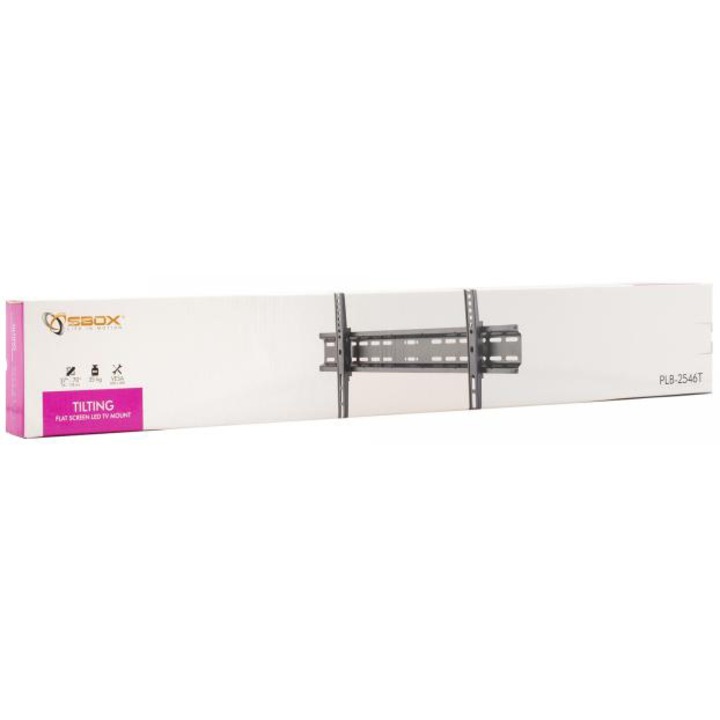 Suport TV de perete SBOX PLB-2546T, tilt, 37"-70", Negru