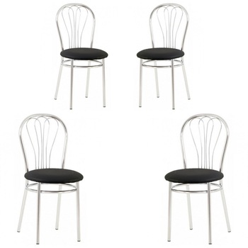 Set 4 scaune dining MF Venus, cadru cromat, PU, negru Set 4 scaune dining MF Venus, cadru cromat, PU, negru