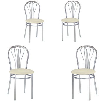 Set 4 scaune bucatarie VENUS, Crem piele ecologica