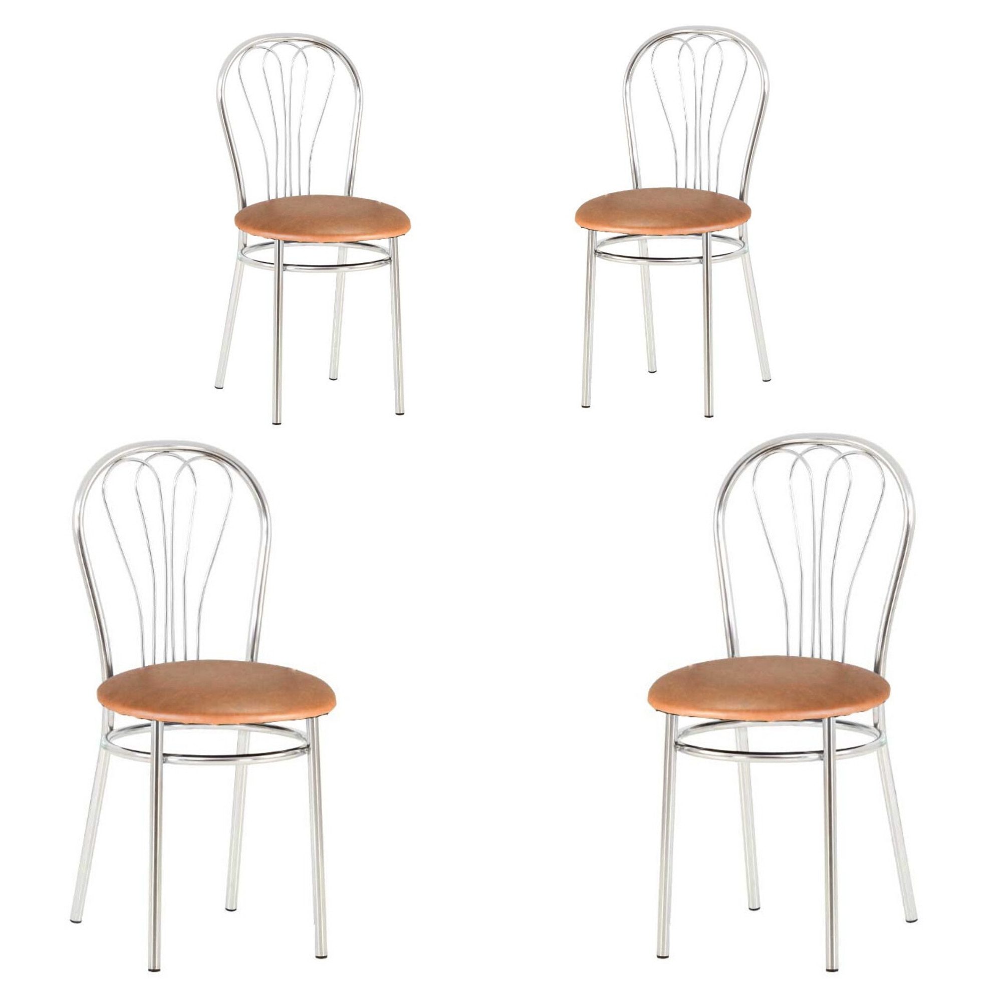 Set 4 scaune dining MF Venus, cadru cromat, PU, aramiu