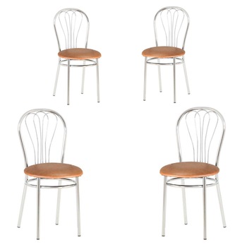 Set 4 scaune bucatarie VENUS, Aramiu piele ecologica