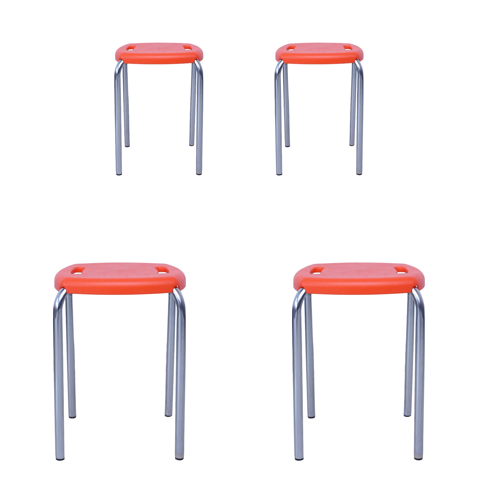 Set 4 taburete de bucatarie MF Boom, cadru cromat, portocaliu