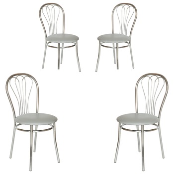 Set 4 scaune bucatarie VENUS, Gri piele ecologica