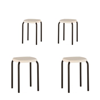 Set 4 taburete bucatarie MF BOOM Black, Alb Set 4 taburete bucatarie MF BOOM Black, Alb