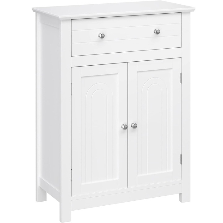 VASAGLE Dulap de depozitare pentru baie, cu sertar si spatiu de depozitare cu 2 usi, 60x30x80cm, alb