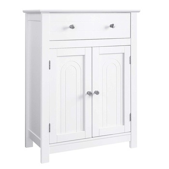 Dulap de depozitare pentru baie cu sertar si raft reglabil, VASAGLE, dulap de bucatarie, dulap de intrare din lemn, Alb BBC61WT Dulap de depozitare pentru baie cu sertar si raft reglabil, VASAGLE, dulap de bucatarie, dulap de intrare din lemn, Alb BBC61WT