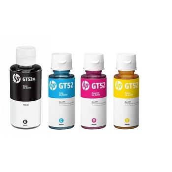 Pachet flacon refill cerneala 1VV21AE GT53XL negru M0H54AE GT52 cyan M0H55AE GT52 magenta M0H56AE GT52 galben HP original 345ml 30.000 pagini Pachet flacon refill cerneala 1VV21AE GT53XL negru M0H54AE GT52 cyan M0H55AE GT52 magenta M0H56AE GT52 galben HP original 345ml 30.000 pagini