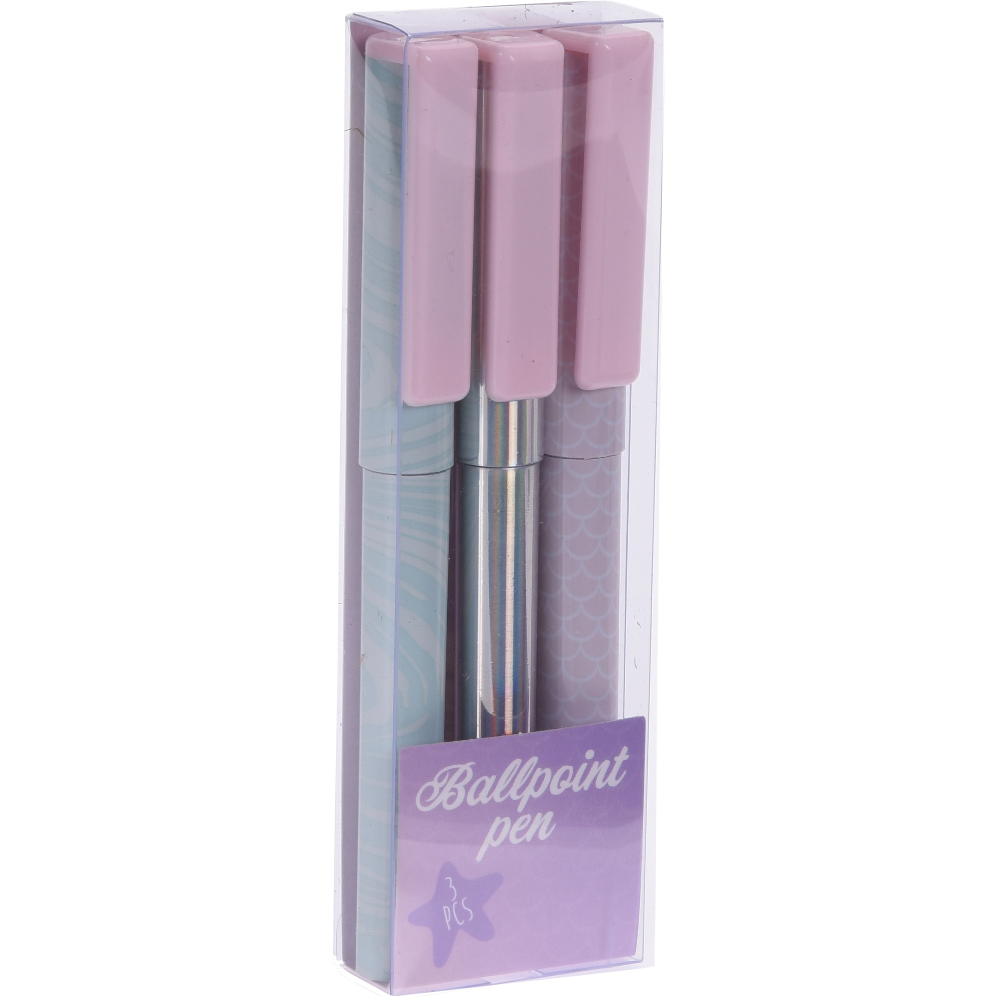 Set 3 pixuri ballpoint Mermaid, scris Negru