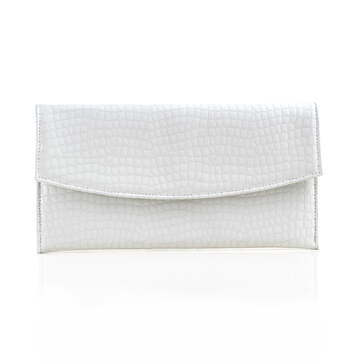 Poseta plic Anna, din piele naturala alba