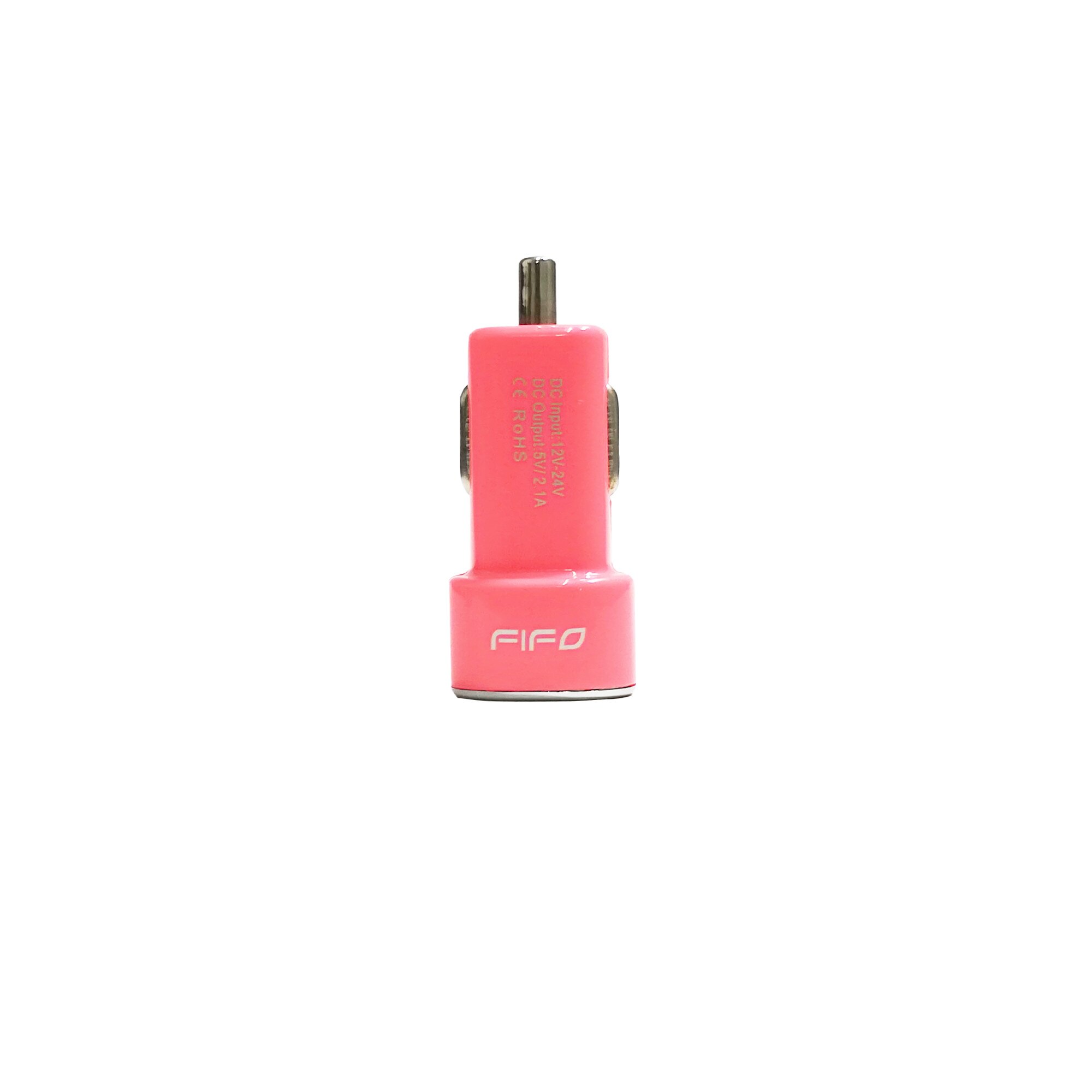 Incarcator/adaptor auto USB FIFO Pink, 2 porturi, 2.1A