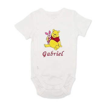 Body personalizat prin broderie,Winnie The Pooh and Piglet, alb Body personalizat prin broderie,Winnie The Pooh and Piglet, alb
