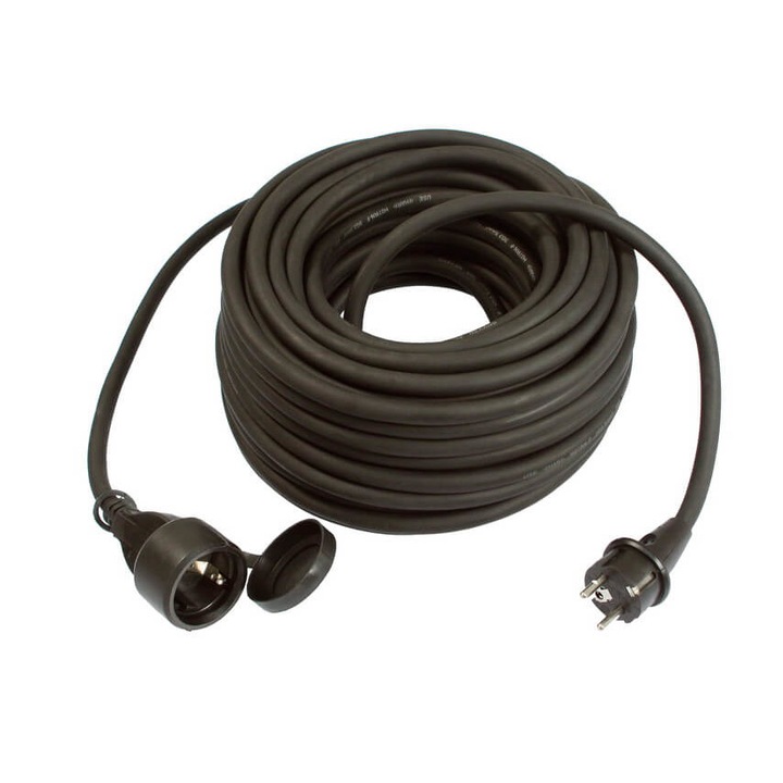 Nagy teherbírású rugalmas gumi hosszabbító kábel, 33 m, 3x2,5 3500W H07RN-F 250V IP44