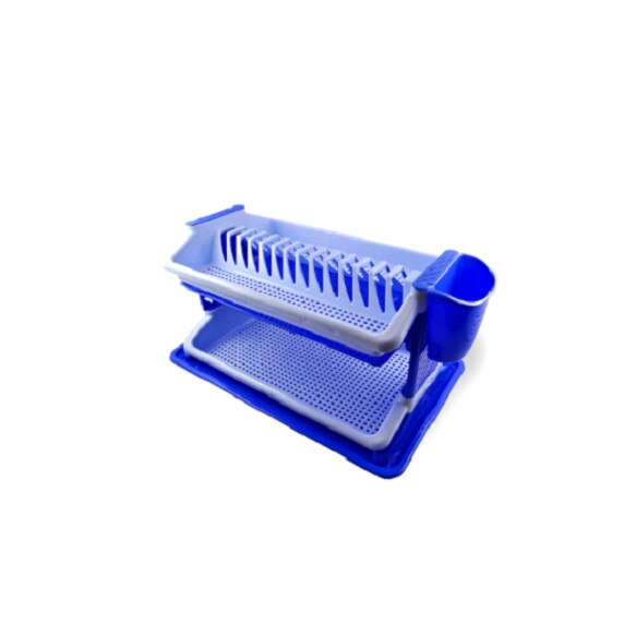 Scurgator vase albastru 2 nivele + suport tacamuri