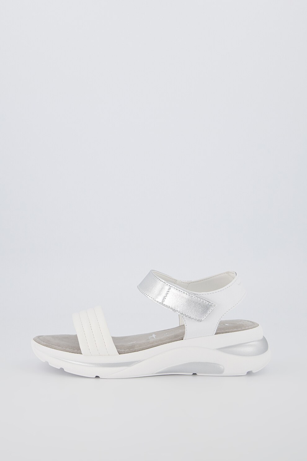 Tamaris, Sandale cu aspect striat si garnituri de piele