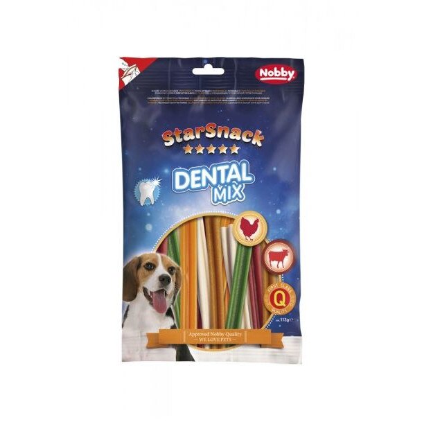 Sticksuri dentare pentru caini Nobby, StarSnack Dental Mix, Vita si pui, 113 g