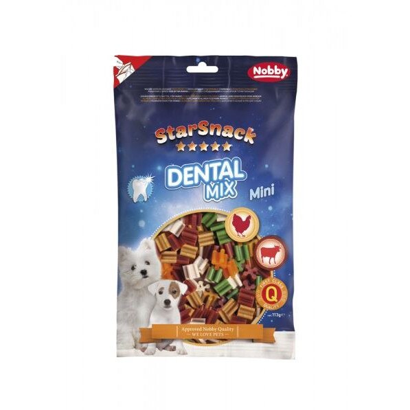 Sticksuri dentare pentru caini Nobby, StarSnack Dental Mix, Vita si pui, 113 g