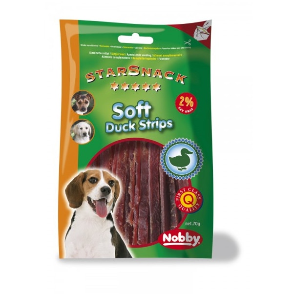 Recompense pentru caini Nobby, StarSnack Soft Duck Strips, Carne de rata, 70g