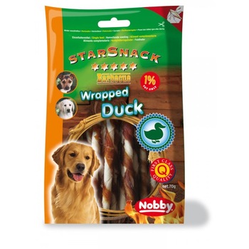 Recompensa pentru caini Nobby, StarSnack Barbecue, Aroma de rata, 70 g Recompensa pentru caini Nobby, StarSnack Barbecue, Aroma de rata, 70 g