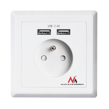 Priza incorporata cu 2xUSB Maclean Energy MCE251 USB 5V, 2.4A 86x86mm Priza incorporata cu 2xUSB Maclean Energy MCE251 USB 5V, 2.4A 86x86mm