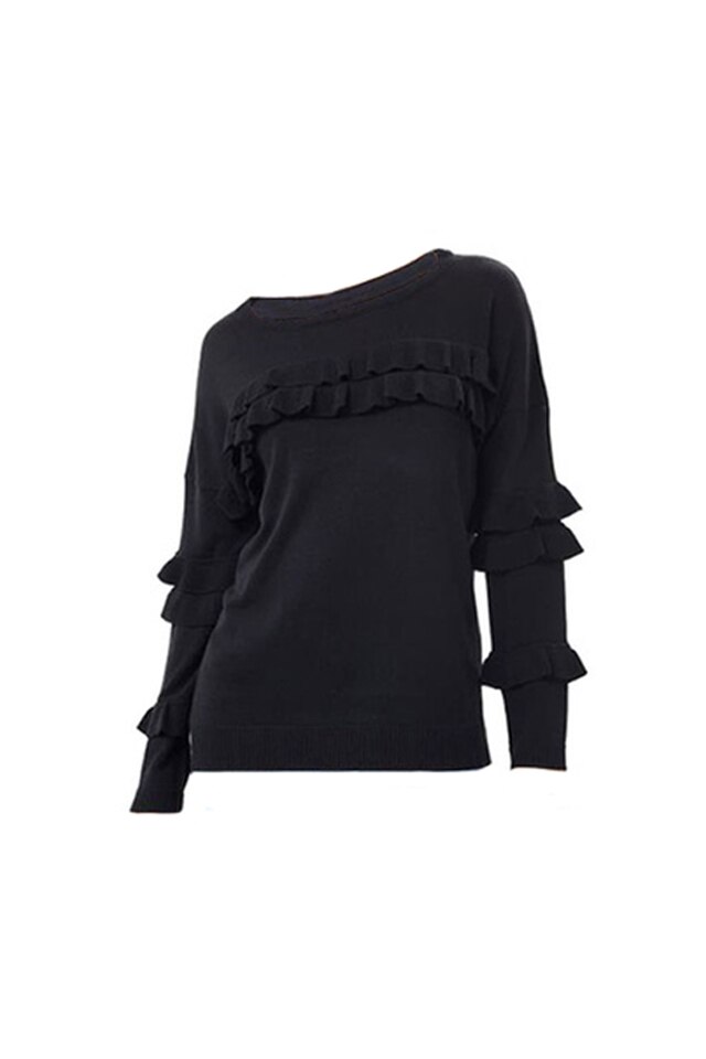 Bluza cu volane Brave Soul dama, neagra, marimea M