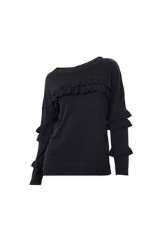 Bluza cu volane Brave Soul dama, neagra, marimea M Bluza cu volane Brave Soul dama, neagra, marimea M