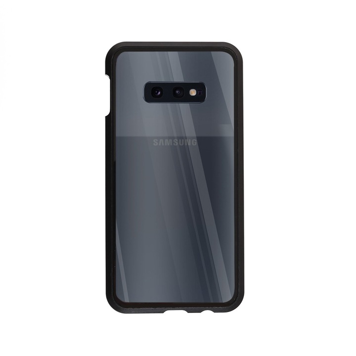 Магнитен Кейс за Samsung Galaxy S10E, Стъклен гръб, Черен