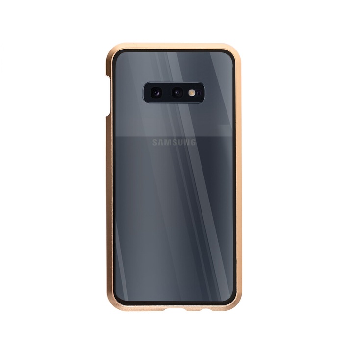 Магнитен Кейс за Samsung Galaxy S10E, Стъклен гръб, Златист