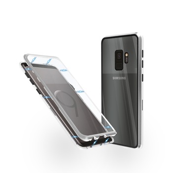 Carcasa magnetica pentru Samsung S9, Sticla, 360 °, Argintiu Carcasa magnetica pentru Samsung S9, Sticla, 360 °, Argintiu