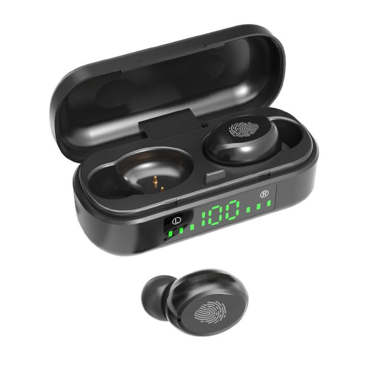 Безжични слушалки FENiX® V8 TURBO Touch, Wireless BT V5.0, Fingerprint, IPX7, Noise Canceling,Черен