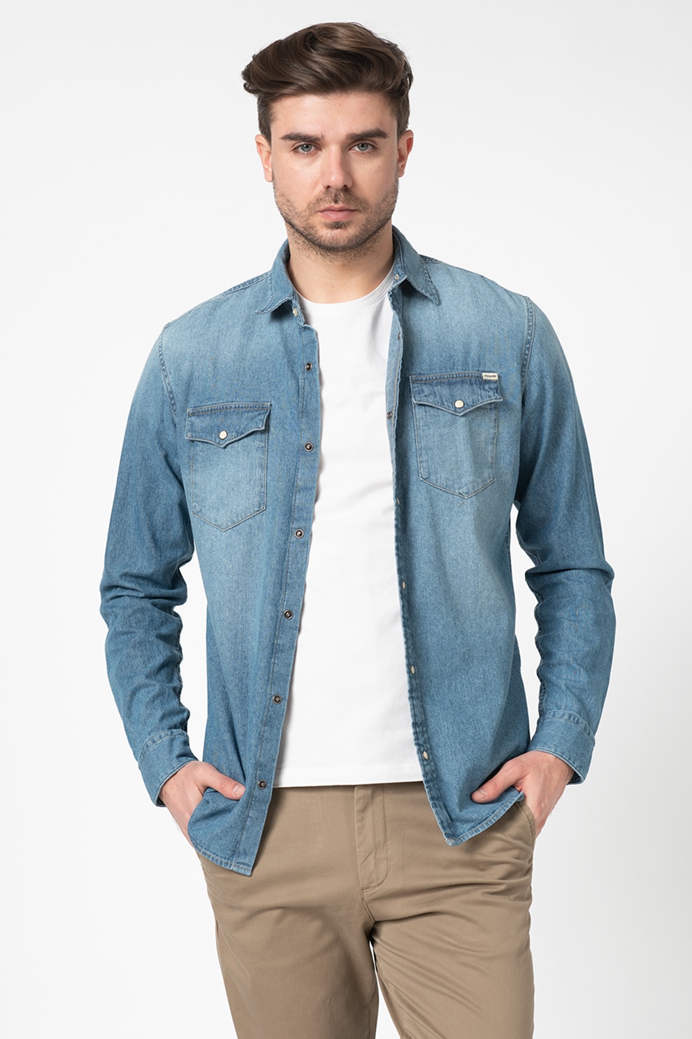 Jack&Jones, Camasa slim fit cu buzunare pe piept Sheridan, Albastru