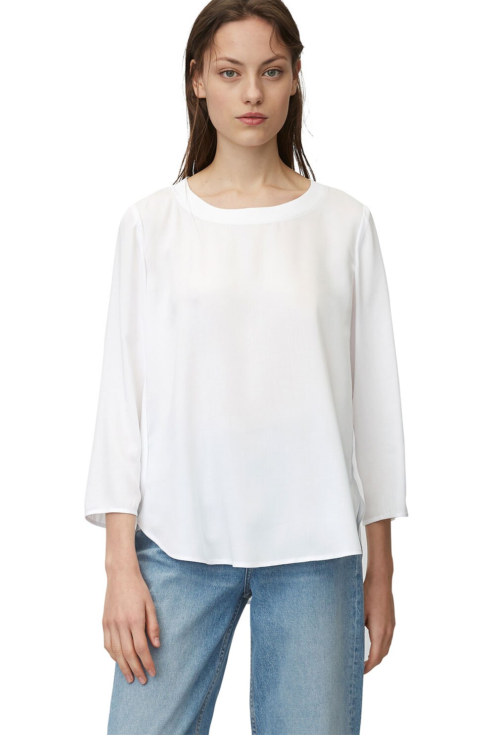 Marc O'Polo, Bluza din amestec de modal, cu maneci 3/4, Alb prafuit